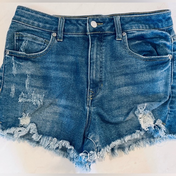Harper Heritage Denim Blue Distressed Women Shorts - Picture 2 of 8